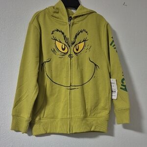 Kids Green Grinch Zip-Up Hoodie